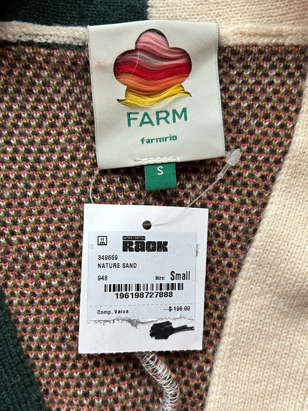FARM Rio Nature V-Neck Cardigan in Sand Size Small NWT Oversized - Picture 7 of 10